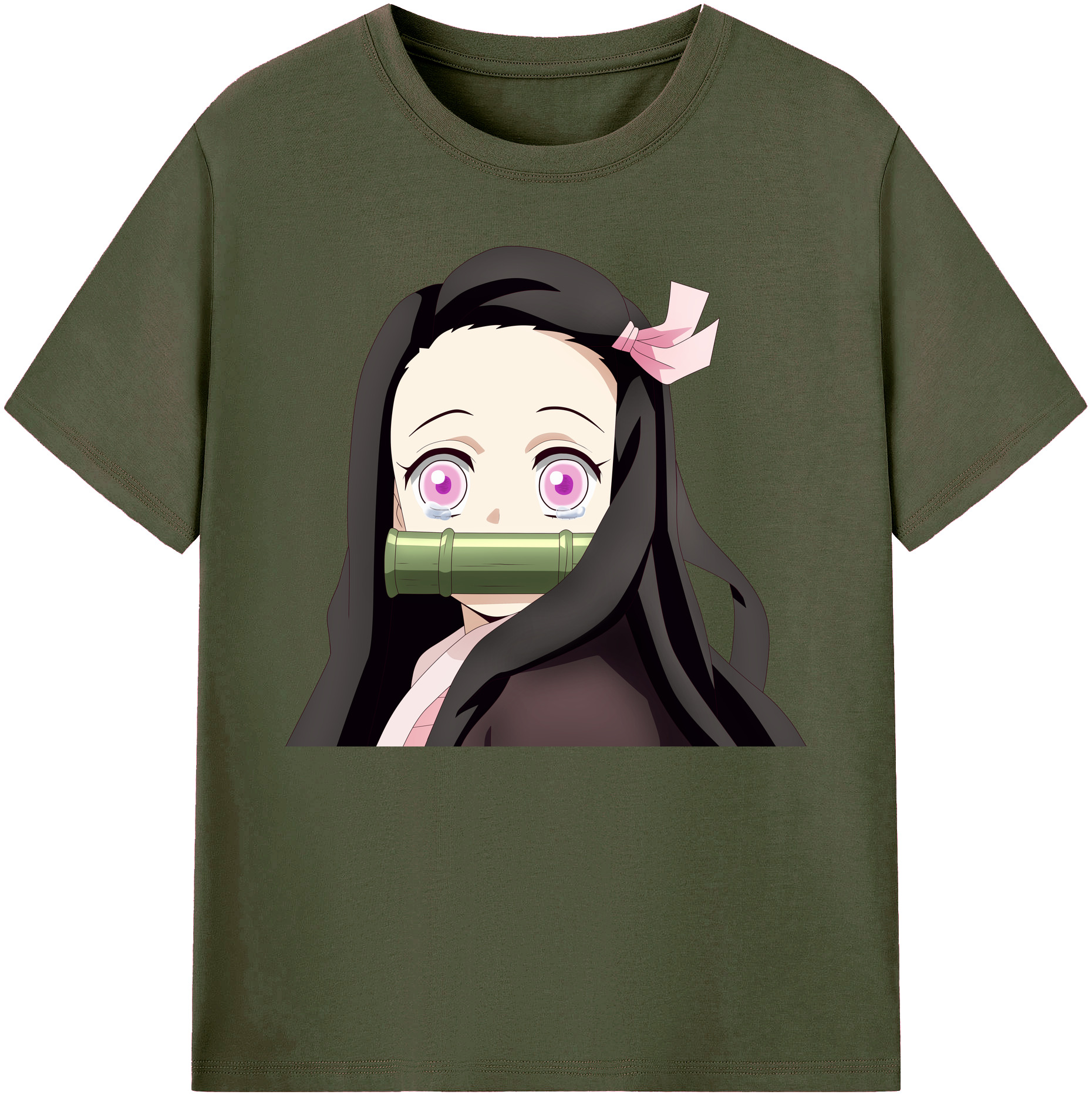 （画像用） 鬼滅の刃（きめつのやいば）竈門 禰󠄀豆子／かまど ねずこ Kamado Nezuko 綿100％ メンズ半袖Tシャツ｜肌触りやわらか＆通気性